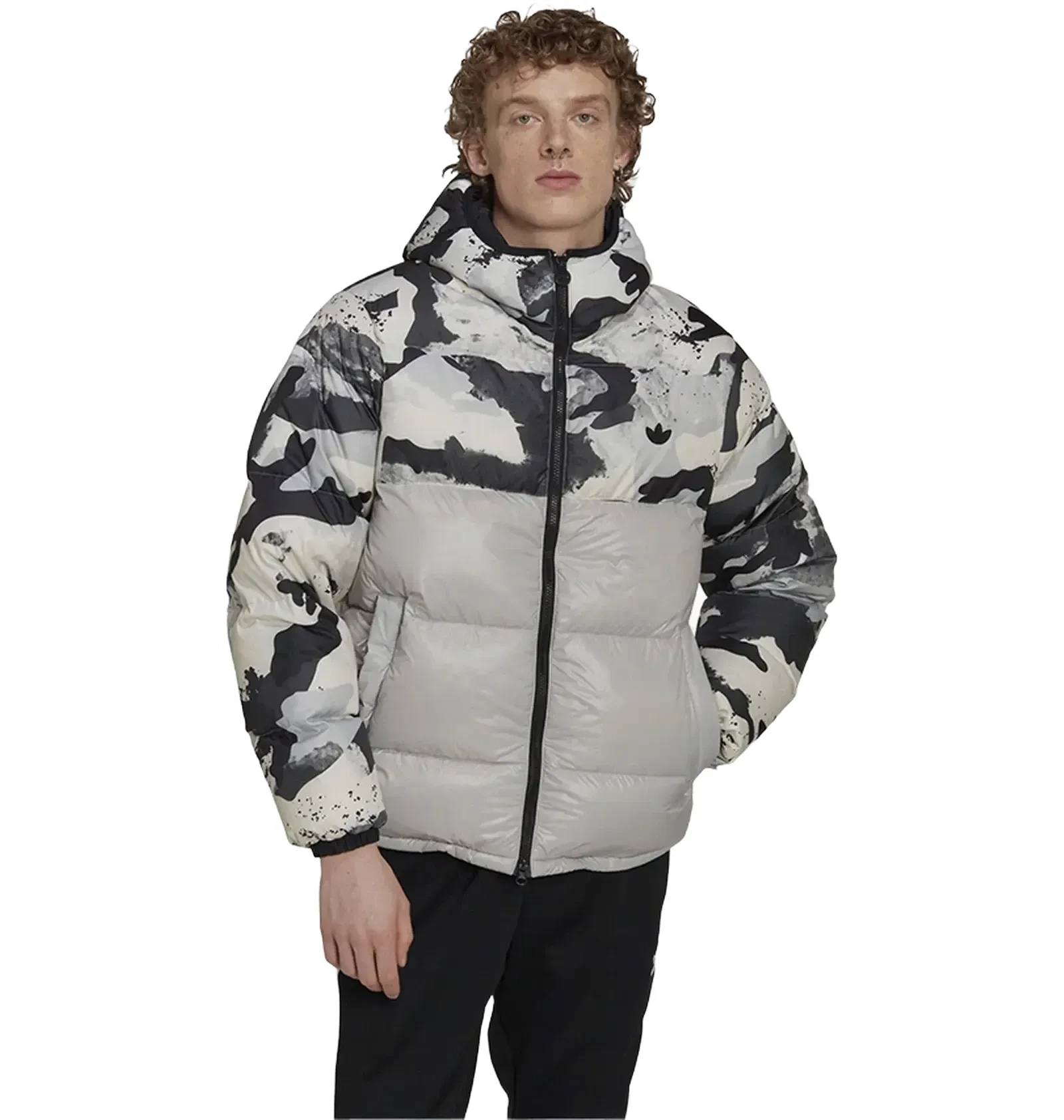 Пуховик чоловічий Adidas Down Regen Camo Hooded Grey